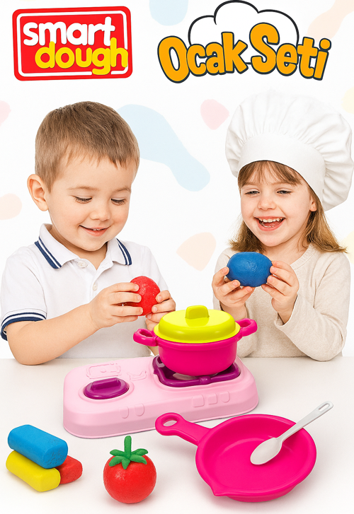 Smart Dough Ocak Seti ? 4 Renk Oyun Hamuru ile E?lenceli Mutfak Oyunu (3+ Ya?)