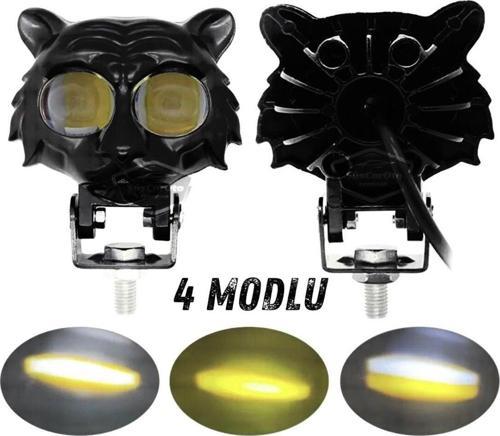 Kedi Göz Sis Farı Çift Renk Sarı-Beyaz Araç Motosiklet Off Road Led Metal Çalışma Lambası