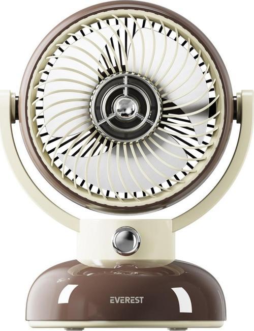 Efn12 Kahve 1200Mah 3 Hız Kademe Led Işıklı Retro Masaüstü Usb Fan