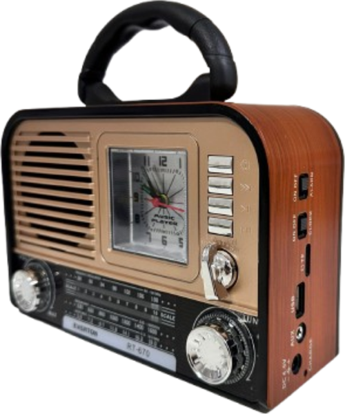 Rt-670 Bluetooth Usb-Micro Sd Saatli Nostaljik Radyo