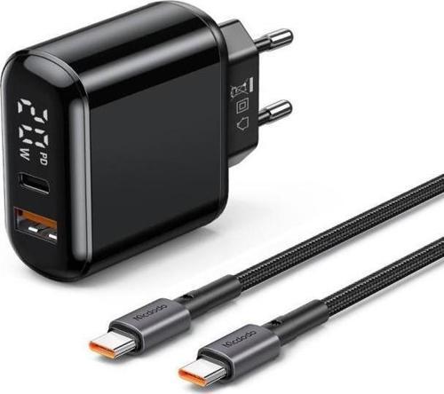 Ch-7172 Pd3 20W 1 Usb 1 Type-C Girişli Şarj Adaptörü Usb-C To Usb-C Siyah