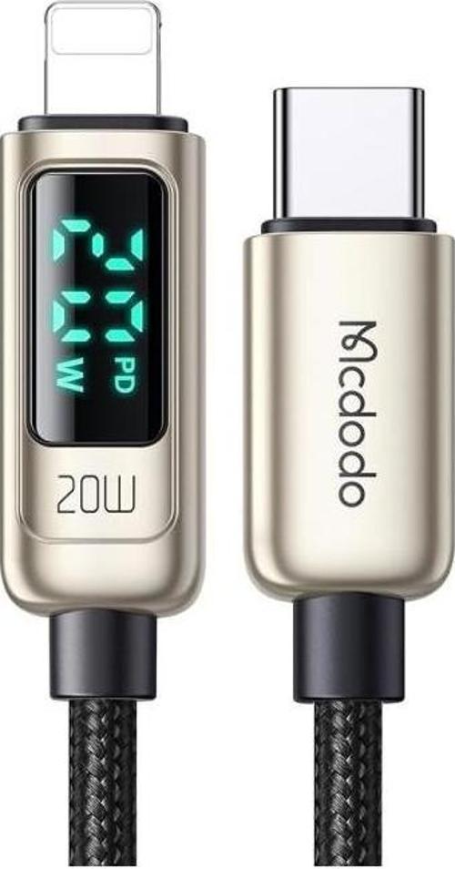 Ca-8811 20W Dijital Göstergeli Type-C To Lightning Pd Data-Şarj Kablosu Gümüş