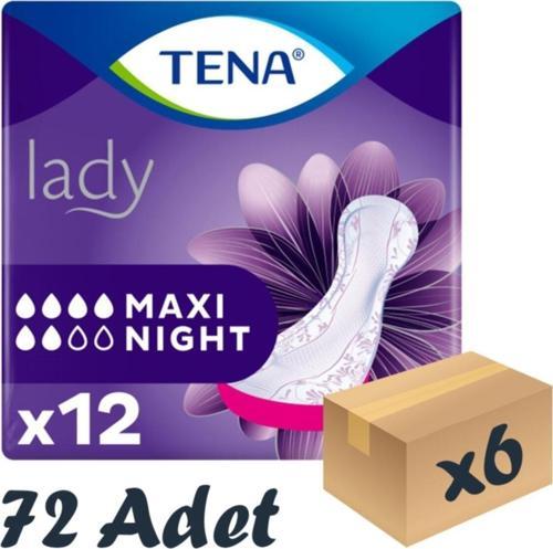 Lady Maxi Night, Kadın Gece Mesane Pedi, 6 Damla, 12'li 6 Paket 72 Adet