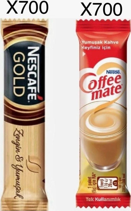 Gold 2Grx700 Adet, Coffe Mate 5Grx700 Adet. Tek Kullanımlık Paket Kahve Çeşitleri.