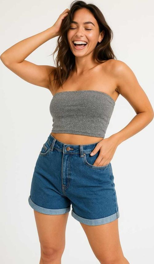 Kadın Duble Paça Yıkamalı Rahat Denim Şort