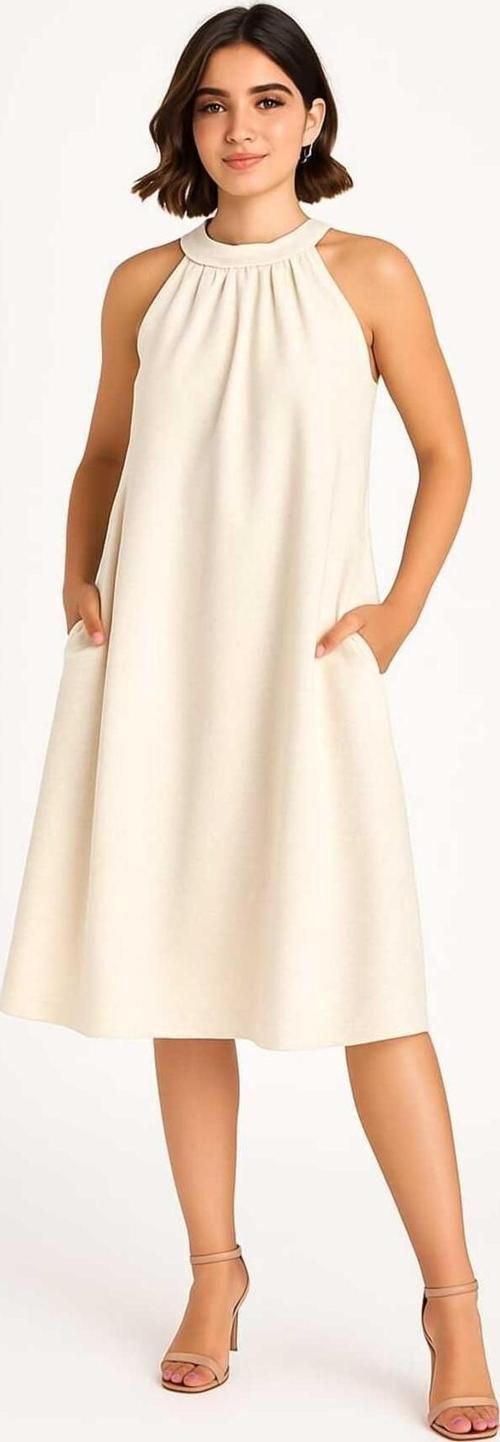 Kadın Sıfır Kol Yazlık Rahat Kesim Salaş Elbise