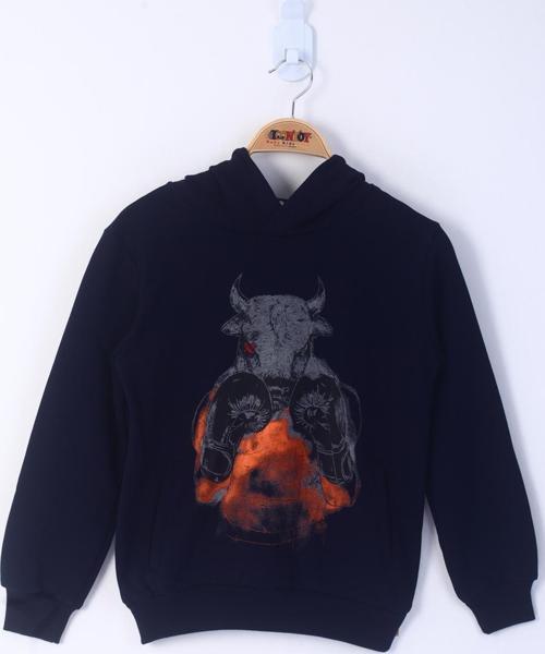 Toontoy Erkek Çocuk Boks Eldivenli Boğa Baskılı Sweatshirt
