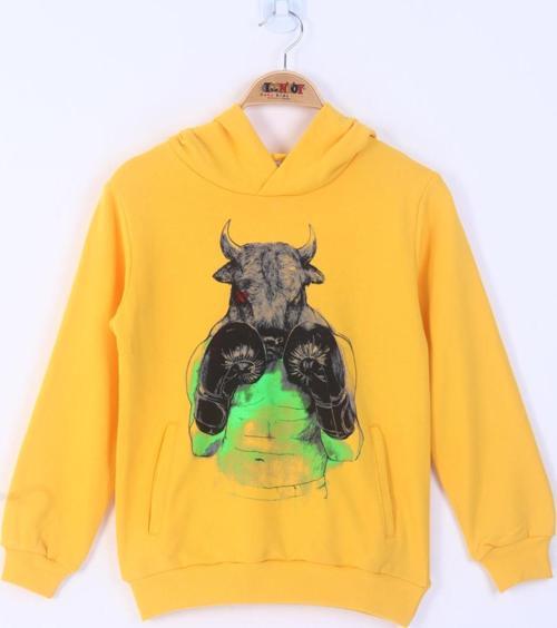 Toontoy Erkek Çocuk Boks Eldivenli Boğa Baskılı Sweatshirt