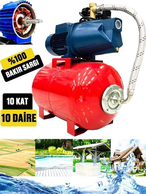 ibeltech 50 Litre 2 Hp Bakır Sargı Jet Pompalı Elektrikli Hidrofor 10 Kat 10 Daireye