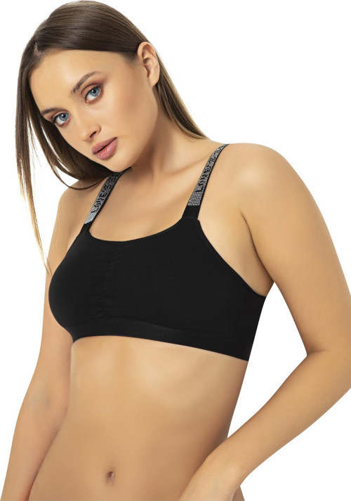 Pedli Love Secret Yazılı Taşlı Toparlayıcı Spor Sütyen - Büstiyer