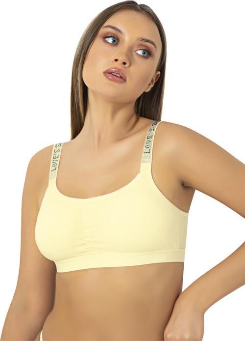 Pedli Love Secret Yazılı Taşlı Toparlayıcı Spor Sütyen - Büstiyer