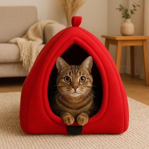 Kedi Mağarası Siyah Polar Kedi Ve Köpek Yatağı Yumuşak Ve Sıcak Evcil Hayvan Yatak Minderi