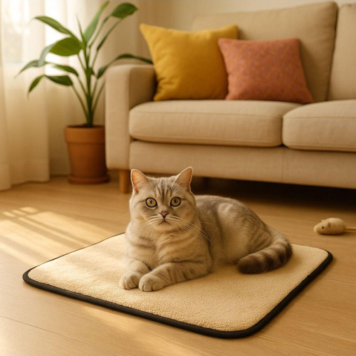 Yumuşak Dokulu Peluş Kedi Halısı 40X40 Cm Kulübe İçi Pofuduk Minder