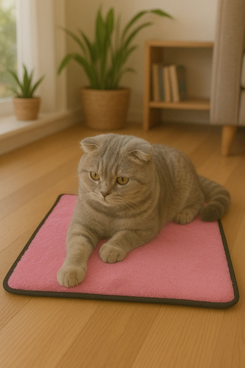 Yumuşak Dokulu Peluş Kedi Halısı 40X40 Cm Kulübe İçi Pofuduk Minder