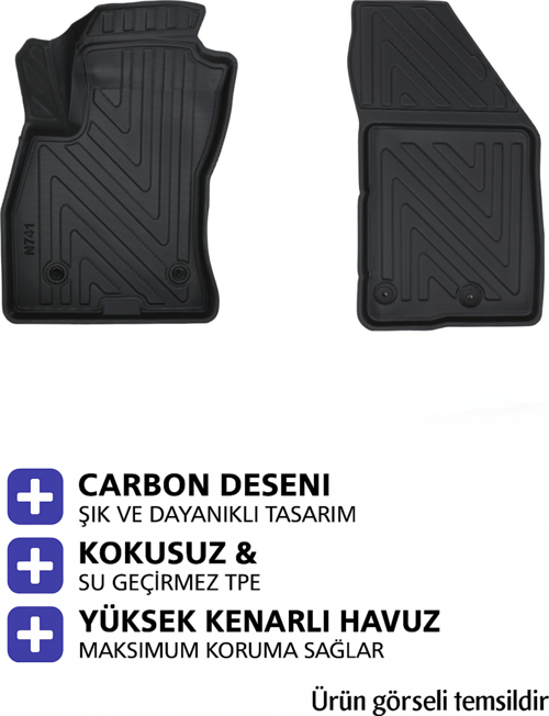 Fiat Doblo Panelvan 2024 Carbon Desen Havuzlu Paspas | Kaymaz & Koku Yapmaz