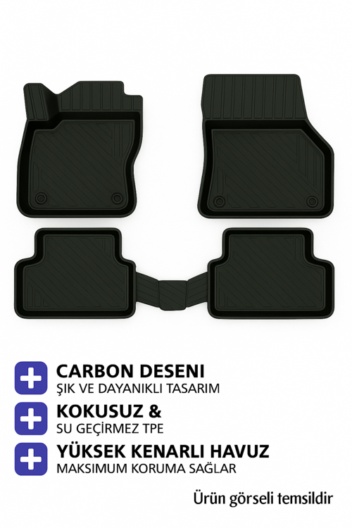 Volvo S90 2017 Carbon Desen Havuzlu Paspas | Kaymaz & Koku Yapmaz