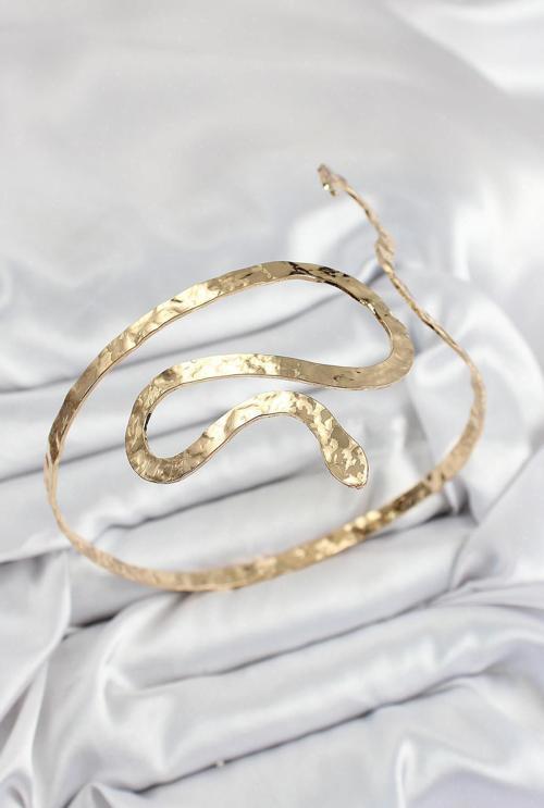 Pirinç Yılan Model Gold Renk Kadın Pazu Bileklik