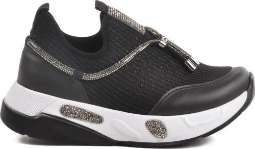 Siyah Beyaz Anorak Taş İşlemeli Kadın Casual Ayakkabı 702498 Z