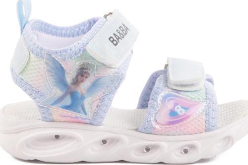 Mavi Cırtlı Işıklı Kız Bebek Sandalet 018129 B