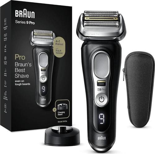 Series 9 Pro Premium erkek tıraş makinesi, tıraş başlığı, elektrikli tıraş makinesi ve düzeltici, 60 dakika pil ömrü, 1-, 3, 7 günlük sakal, 9410s, siyah