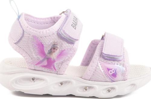 Lila Cırtlı Işıklı Kız Bebek Sandalet 018129 B