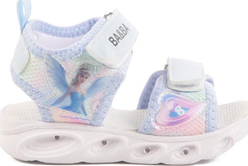 Mavi Cırtlı Işıklı Kız Bebek Sandalet 018129 B