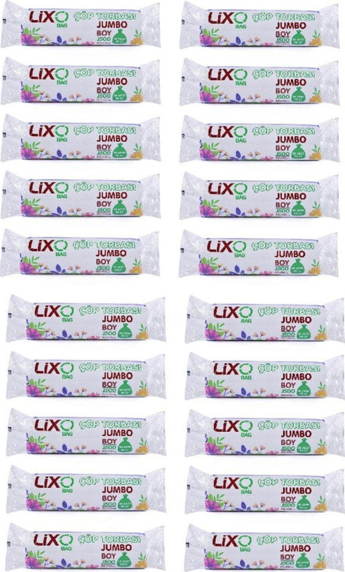J-500 Jumbo Boy Çöp Torbası 80X110 Cm 10 Lu Rulo * 20 Paket = 200 Adet Siyah