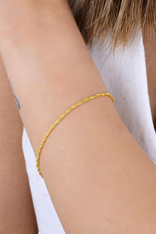 Gümüş altın yaldızlı çift burgulu İtalyan bileklik [barcode]