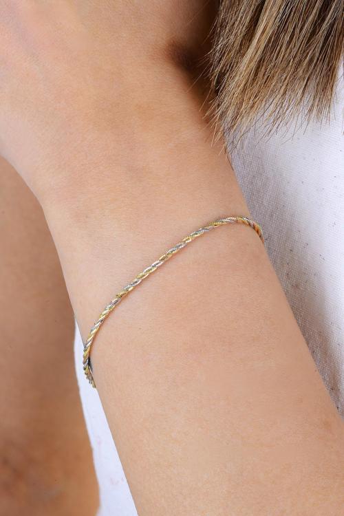 Gümüş altın rose ve rodyumlu renkli italyan bileklik [barcode]