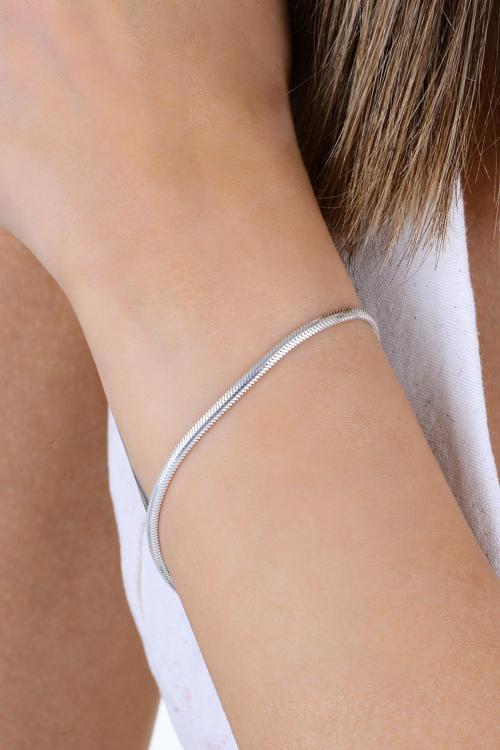 Gümüş balık sırtı italyan model zincir bileklik [barcode]