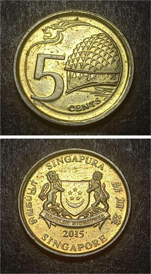 39963687b0a169f776 2015 Singapur 5 Cent ÇA/ÇİL Eski Yabancı Madeni Para