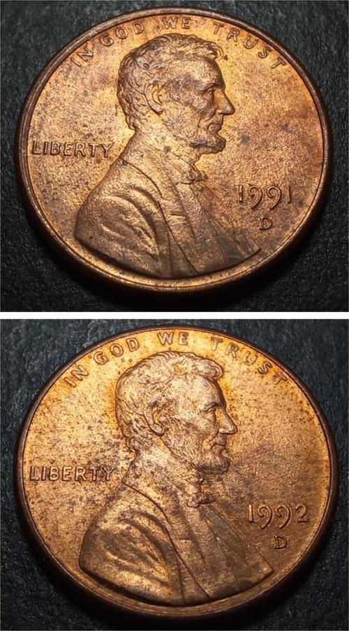 39963687c59a340f Abraham Lincoln 1991/1992ABD Denver 1Cent Eski Yabancı Madeni