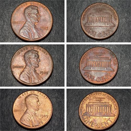 687c57c547b28 Abraham Lincoln 1987/1988/1989ABD 1Cent Eski Yabancı Madeni Para