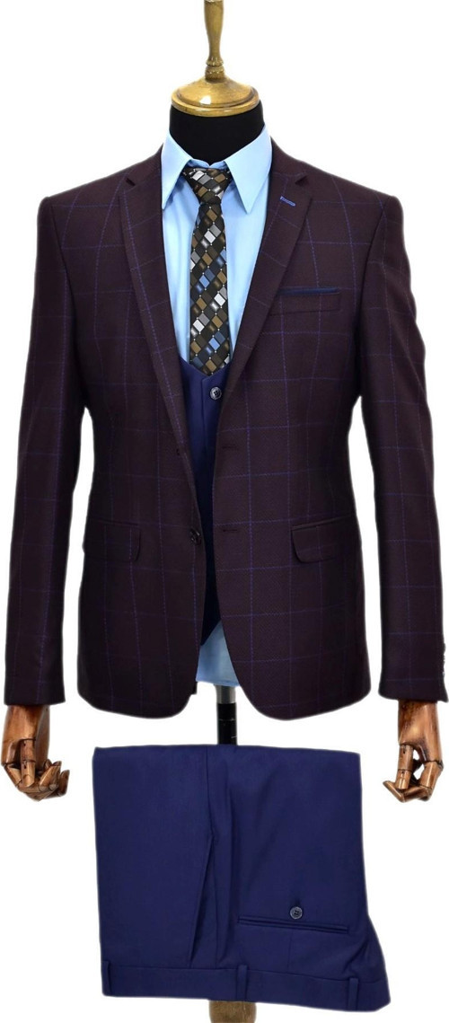 Erkek Bordo Kombinli Takım Elbise VPO-5118