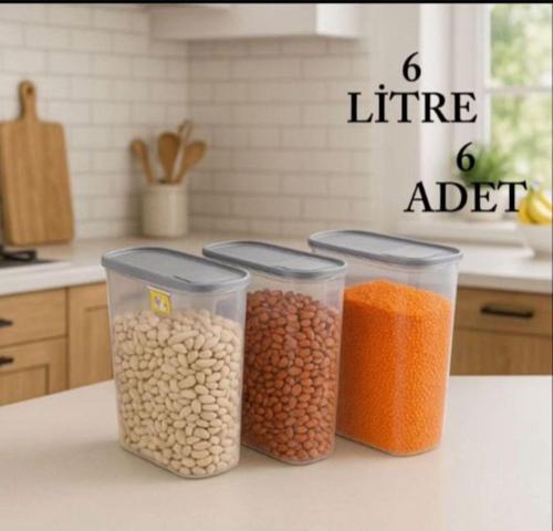 Erzak Bakliyat Kiler Saklama Kabı 6Lı, 6Lt