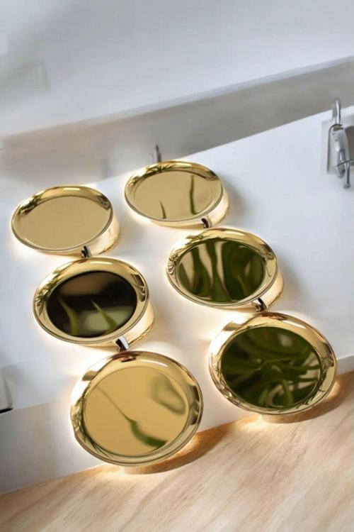 6 Adet Metal Sunumluk Tatlı Çerez Servis Tabağı Gold