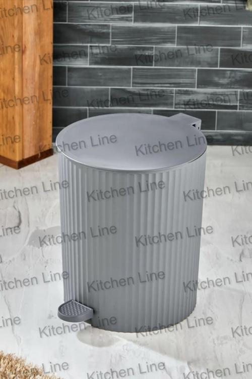 Pedallı, Çizgili Yuvarlak Model Banyo/Mutfak Çöp Kovası 8Lt Antrasit