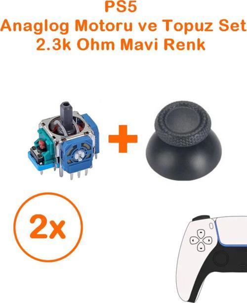 2 Adet Ps5 Analog Motoru Mavi Renk 2.3K Ohm Ve Topuz Başlık Set Ps5 Tüm Kollar İle Uyumlu