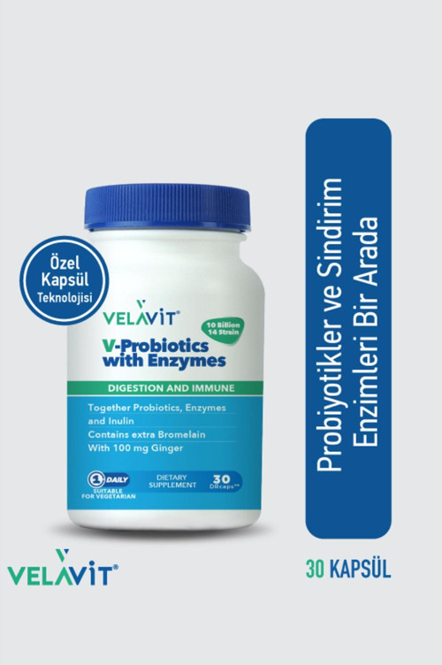 V-Probiotics with Enzymes Takviye Edici Gıda 30 Kapsül