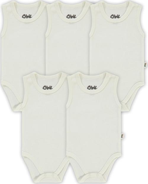 Bebek 5'li Çıtçıtlı Badi 3-9 Ay  Beyaz