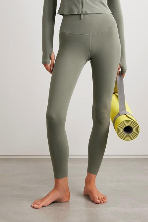 Dri Fit Zenvy Gentle Support High Waisted 7/8 Leggings Kadın Yüksek Bel İç Cepli Spor Tayt Açık Yeşil