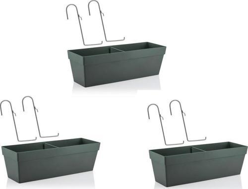 SO-YB02A Askılı Yalı Balkon Saksı 10.8 lt Antrasit 3 Adet