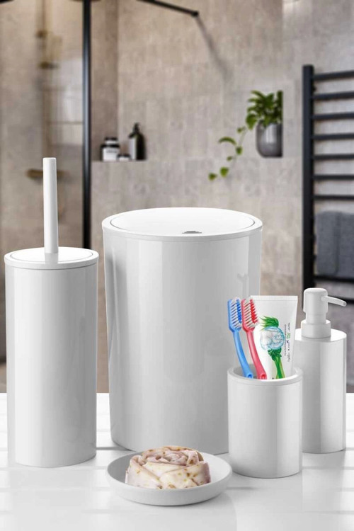 Flores 5 Parça Banyo Seti Beyaz
