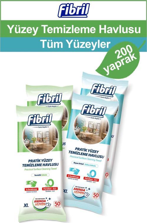 Yüzey Temizlik Havlusu Beyaz Sirkeli Sabun ve Temizlik Kokulu 4 X 50 (Toplam 200 Yaprak)