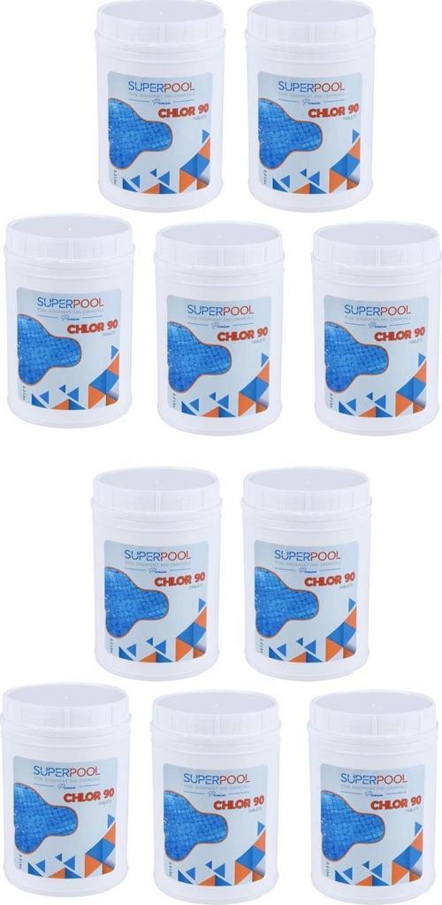 Superchlor 90 TB %90 Premium Tablet Klor 1 KG 10 Adet Havuz Kimyasalı