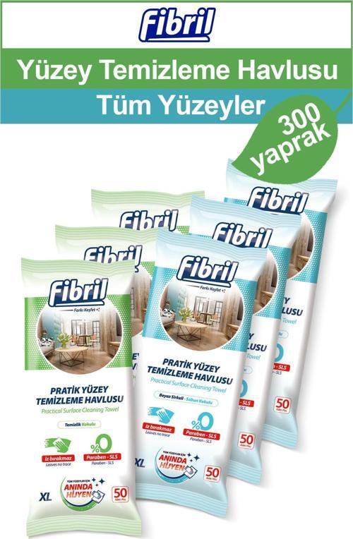 Yüzey Temizlik Havlusu Beyaz Sirkeli Sabun ve Temizlik Kokulu 6 X 50 (Toplam 300 Yaprak)