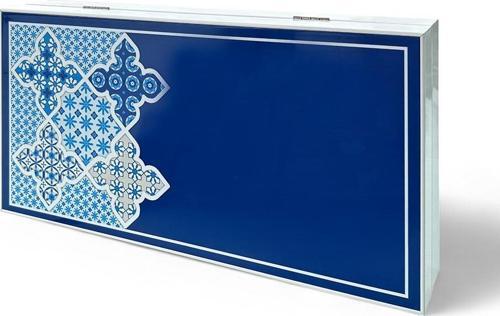 Blue Tile Tavla, Çizilmez Zeminli, Mıknatıslı MDF Kasa, 2 Kat Vernik Cilalı