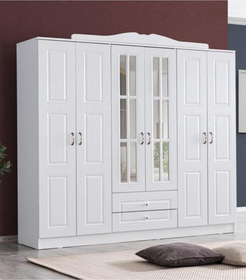Mdf Gardırop, Country West 6 Kapılı Dolap, Beyaz