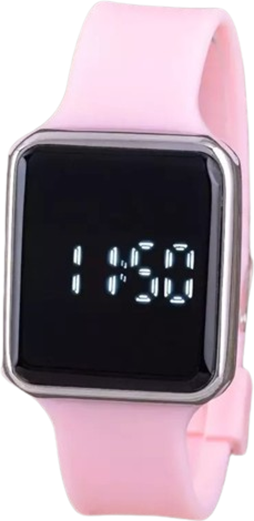 Toz Pembe Renk Silikon Kordon Dokunmatik Ekran Genç Kız Kadın Kol Saati St-304372