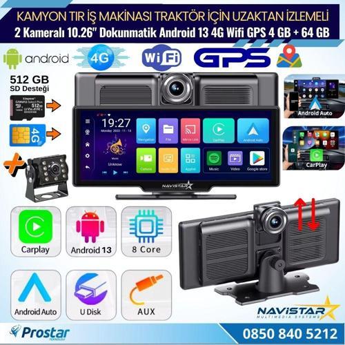 Kamyon Tır için Kayıtlı 2 Kameralı Android 13 WIFI GPS 4G Uzaktan izlemeli 4 GB + 64 GB Carplay 512 GB Destekli Tak Kull